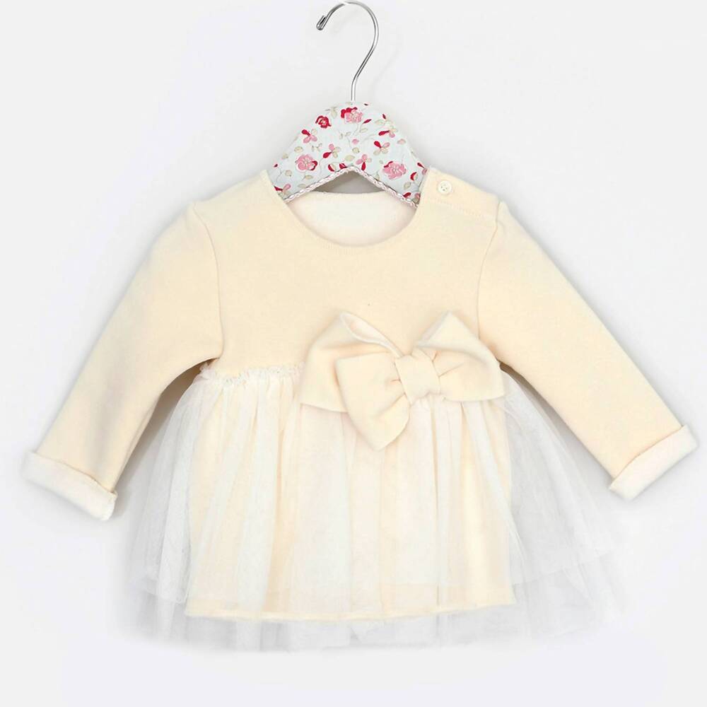 NEW MAE LI ROSE girls' lily lace and bow 2-piece tunic and legging set in ivory
